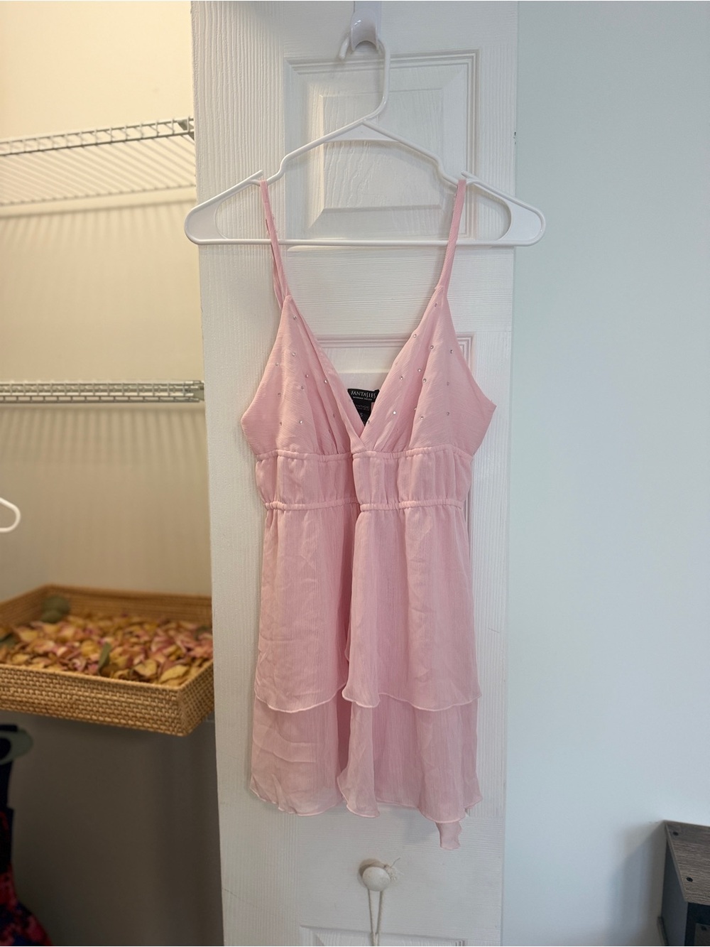 New Vintage Y2K Fantasies by Morgan Taylor Pink Chiffon Babydoll Nightgown, S